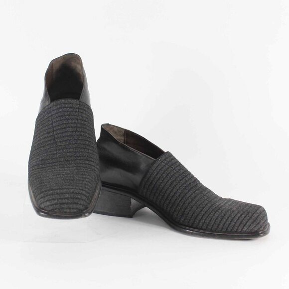 Luc Berjen Sz 39 Charcoal Black Elastic Bambou 1.5" Ankle Booties - Picture 2 of 11